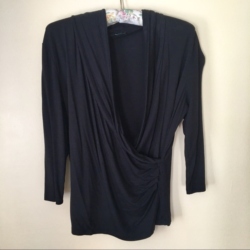 Talbots waist wrap shirt, black